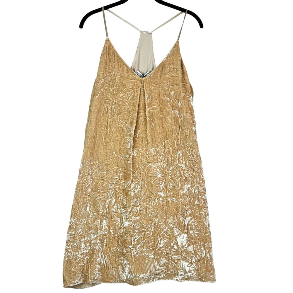 Alice + Olivia Fierra Crushed Velvet Cream Gold Tank Mini Dress Size M NWT $295 - Picture 5 of 10